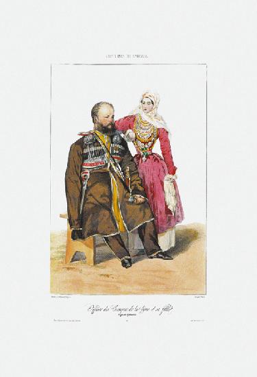 Terekkosake mit Tochter (Aus: Scenes, paysages, meurs et costumes du Caucase) 1840