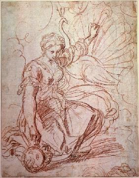 Guercino/ Juno schmückt die Pfaue/ 17.Jh