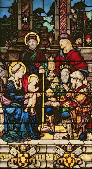 Adoration of the Magi, a stained glass window originally the gift of Pope Leo X to Cortona Cathedral