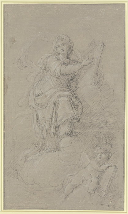 Sibylle mit einem Engel in Wolken von Guido Reni