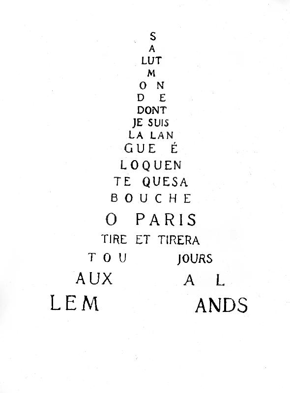 Calligram by French poet Guillaume Apollinaire: Eiffel Tower von Guillaume Apollinaire