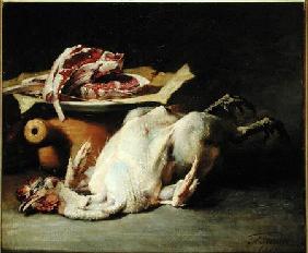 Still Life of a Chicken and Cutlets 1876