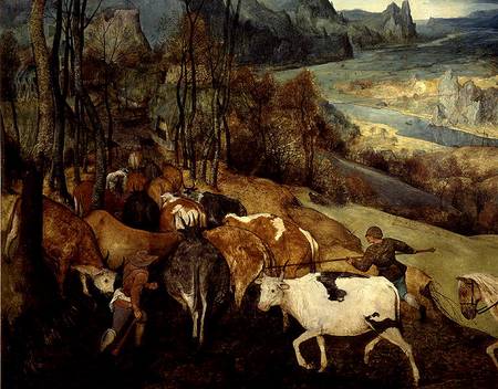 The Return of the Herd (Autumn) 1565  (detail of 186444 and 556) von Giuseppe Pellizza da Volpedo