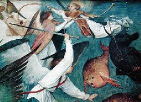 The Fall of the Rebel Angels, detail of angels fighting and playing music