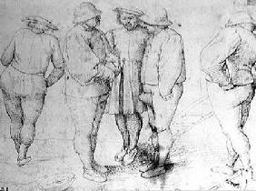 Peasants in Conversation (pen & ink on paper)