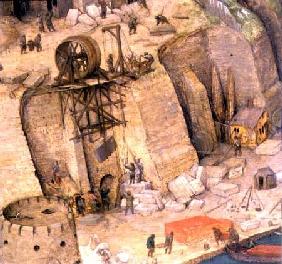 The Tower of Babel, detail of the construction works 1563
