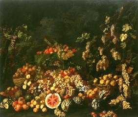Stilleben mit Früchten und Blumen ca. 1670