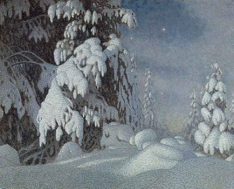 Mondschein im Winter von Gustaf Edolf Fjaestad