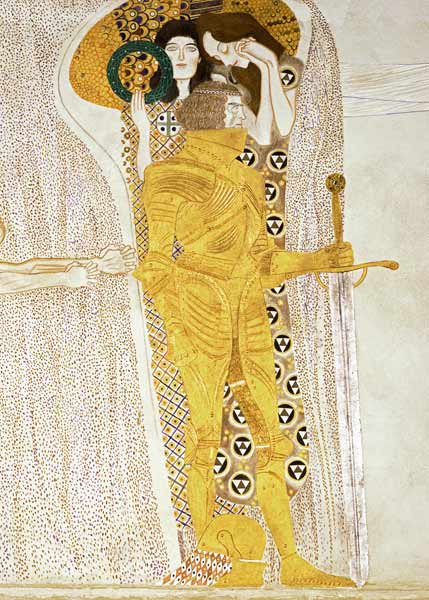 The Knight detail of the Beethoven Frieze, said to be a portrait of Gustav Mahler (1860-1911) von Gustav Klimt