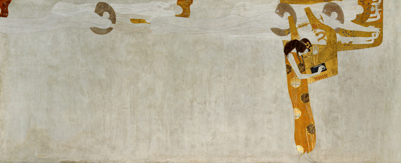 "Beethovenfries". Ausschnitt aus: "Die Sehnsucht nach Glück findet Erfüllung in der Kunst" von Gustav Klimt