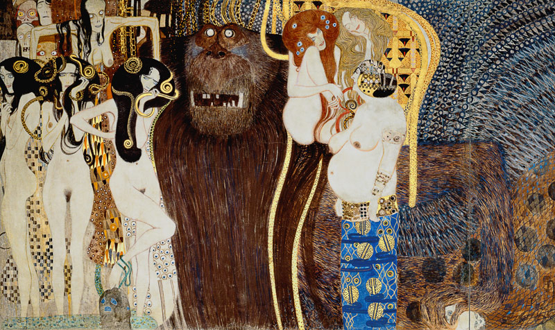 Beethovenfries, "Die feindlichen Gewalten" von Gustav Klimt