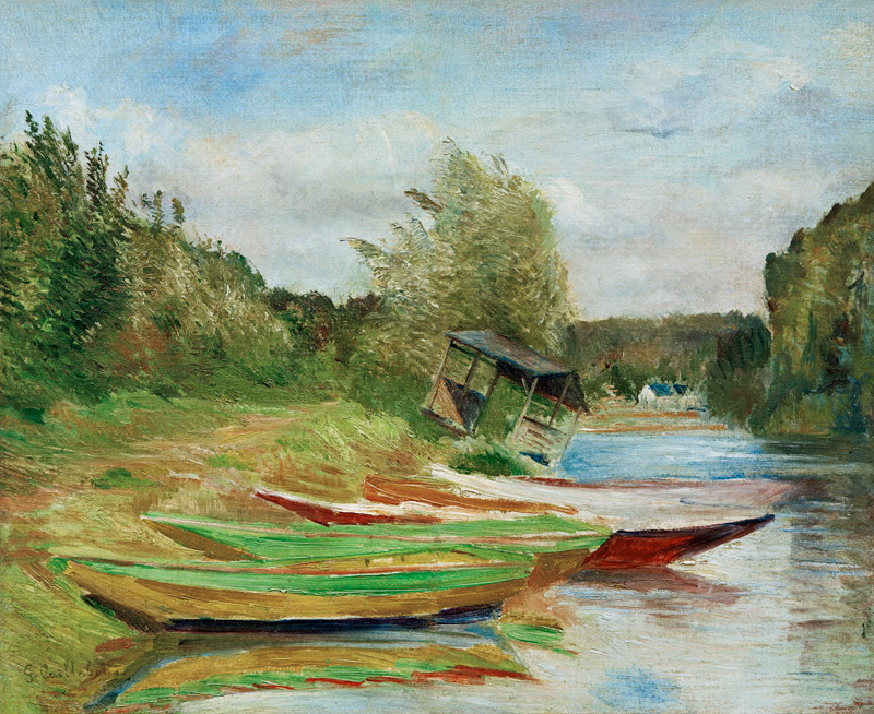 Barques et cabane von Gustave Caillebotte