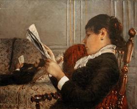 Interieur,  lesende Frau