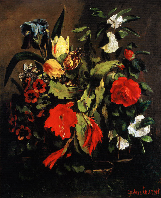 Stilleben mit Blumen von Gustave Courbet