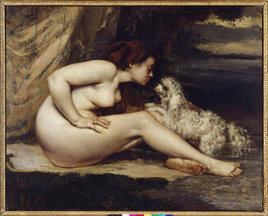Femme nue au chien von Gustave Courbet