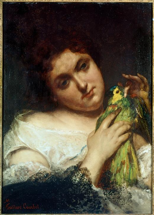 Portrait de femme portant un perroquet (La femme au perroqu von Gustave Courbet