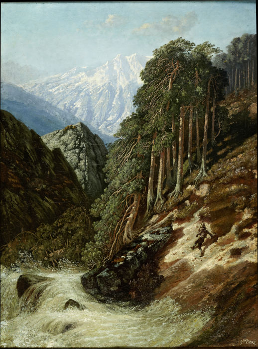 Alpine Landschaft mit Wildbach von Gustave Doré