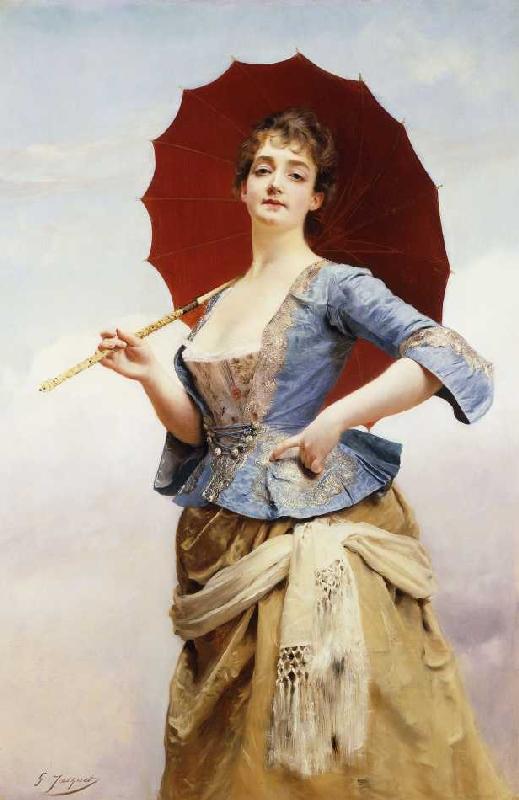 Dame mit Sonnenschirm. von Gustave Jacquet