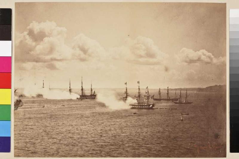 Salut der französischen Flotte vor Cherbourg von Gustave Le Gray