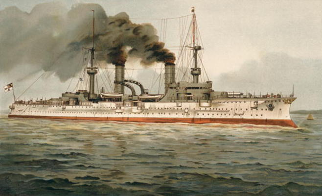S.M. Grosse Kreuzer 'Furst Bismarck' (H.M. Great Cruiser 'Prince Bismarck') c.1899 (litho) von H. Graf