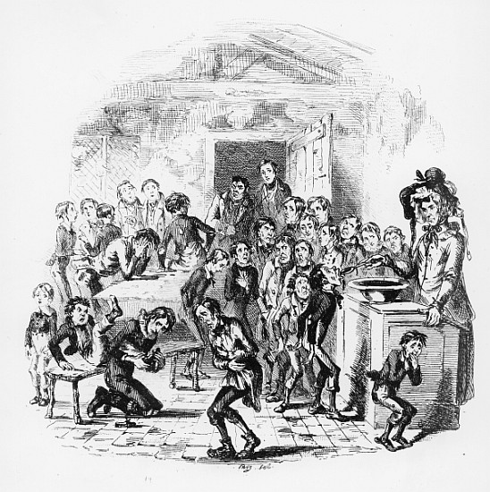 The internal economy of Dotheboys Hall, illustration from `Nicholas Nickleby'' Charles Dickens (1812 von Hablot Knight (Phiz) Browne