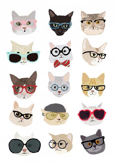 Katzen mit Brille