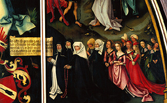 Epitaph der Schwestern Walther Detail der rechte Tafelafel: Die Frauen der Familie von Hans Holbein der Ältere