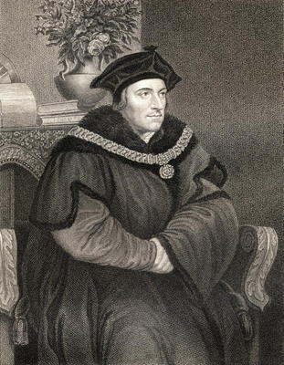 Sir Thomas More (1477-1535), from 'Lodge's British Portraits', 1823 (engraving) von Hans Holbein der Jüngere