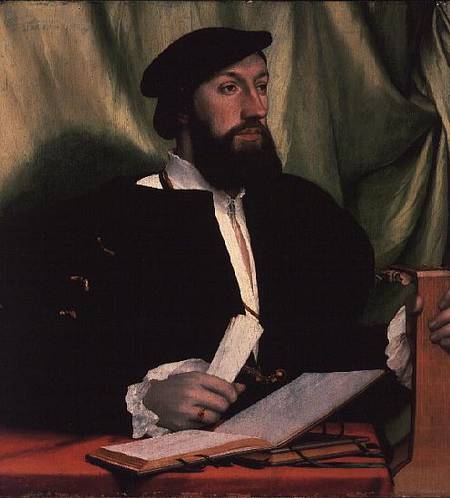 Unknown gentleman with music books and lute von Hans Holbein der Jüngere