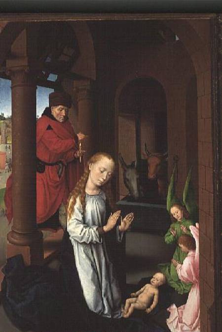 The Nativity, left wing of a triptych of the Adoration of the Magi von Hans Memling