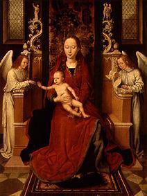 Madonna mit dem Kinde auf dem Thron, mit zwei Engeln