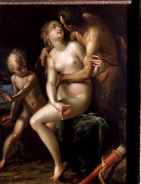 Jupiter, Antiope and Cupid von Hans von Aachen