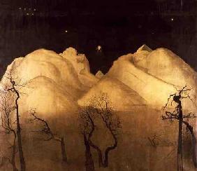 Winter Night in the Mountains, 1901-02 (w/c, pencil and ink on paper) 17th