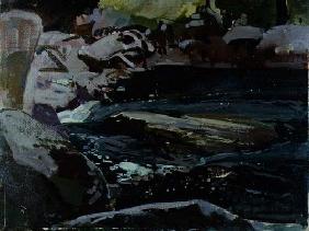 Flowing River (oil on canvas board) 17th