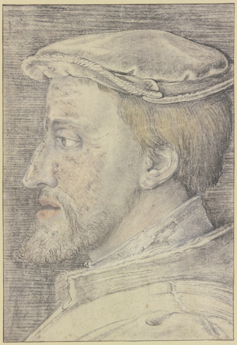 Kopf Kaiser Karls V. im Profil nach links von Heinrich Aldegrever