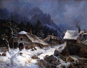 Schmiede im Winter von Heinrich Bürkel
