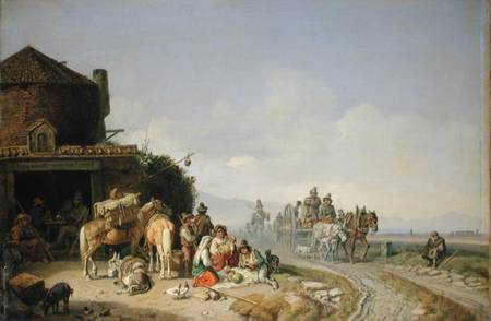 Travellers Before a Roadside Inn von Heinrich Burkel