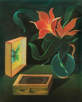 Stilleben mit Pflanze und Schmetterling 1921