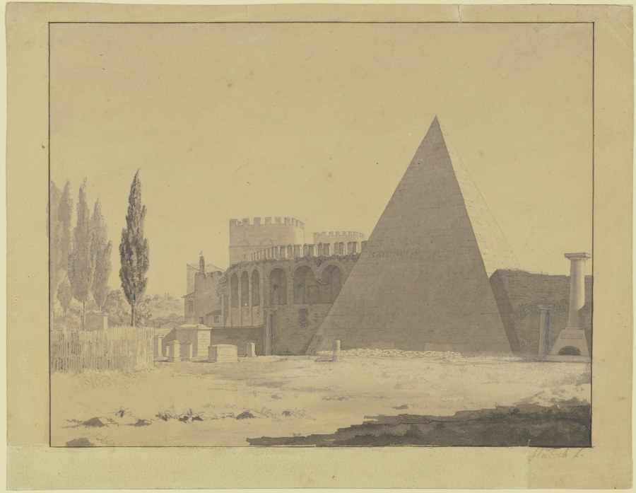 Der protestantische Friedhof bei der Cestiuspyramide in Rom von Heinrich Hübsch