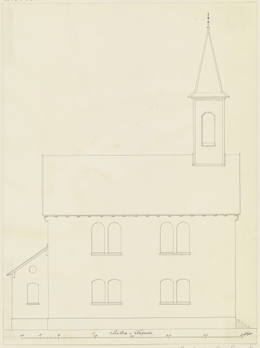 Seitenansicht einer Kirche für die Gemeinde Friedrichsdorf von Heinrich Hübsch