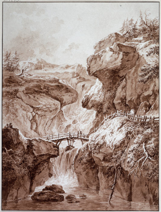 Wasserfall in einer Felsenschlucht von Heinrich Wüest