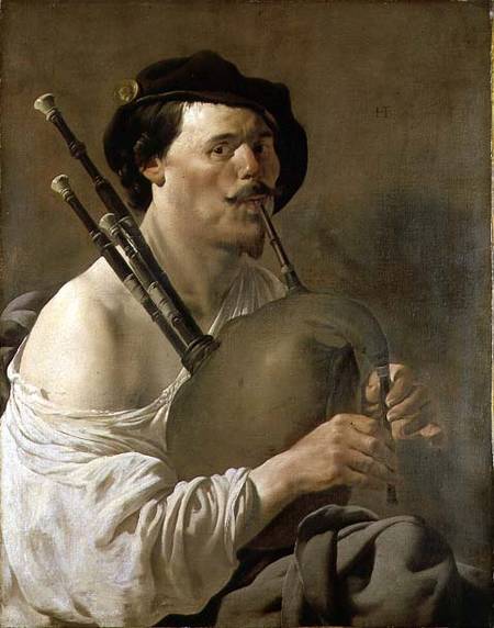 A Man Playing the Bagpipes von Hendrick ter Brugghen