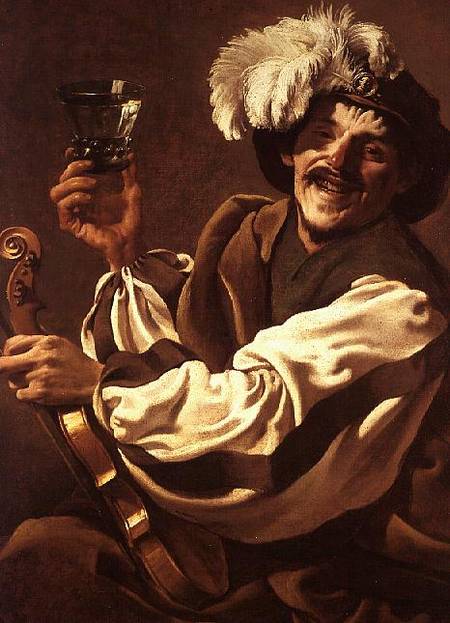 A Violin Player with a Glass of Wine von Hendrick ter Brugghen