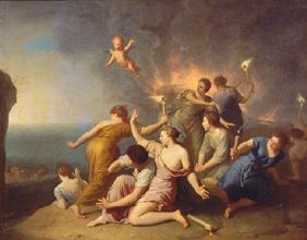 Nymphen verbrennen das Schiff des Telemachos 1746