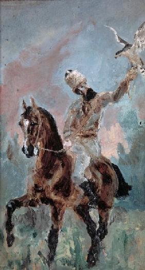 Graf Alphonse de Toulouse-Lautrec als Falkner 1881