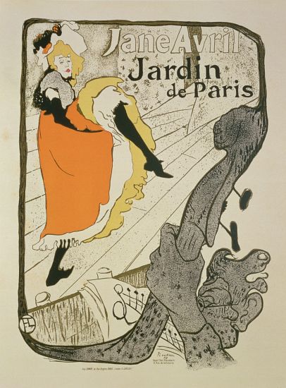 Reproduction of a poster advertising 'Jane Avril' at the Jardin de Paris von Henri de Toulouse-Lautrec