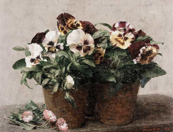 Still Life of Pansies and Daisies 1889