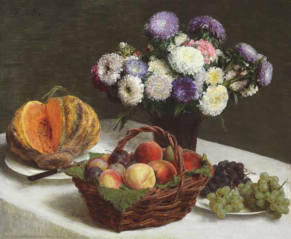 Stillleben mit Blumen und Früchten 1865