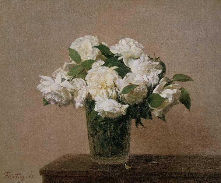 Vase mit weissen Rosen 1885