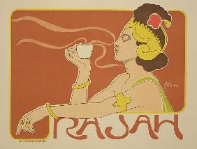 Reproduction of a poster advertising the 'Cafe Rajah' 1897